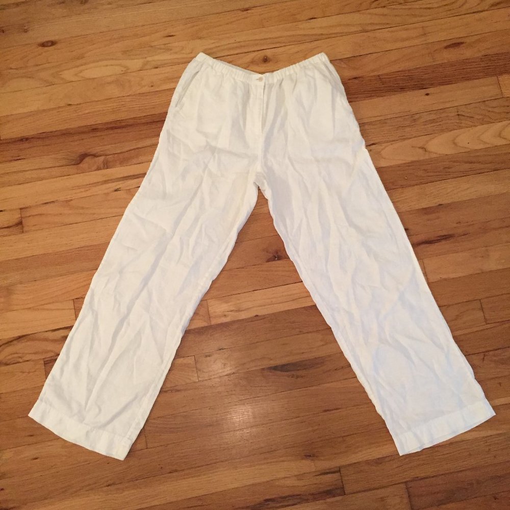 White linen summer pants